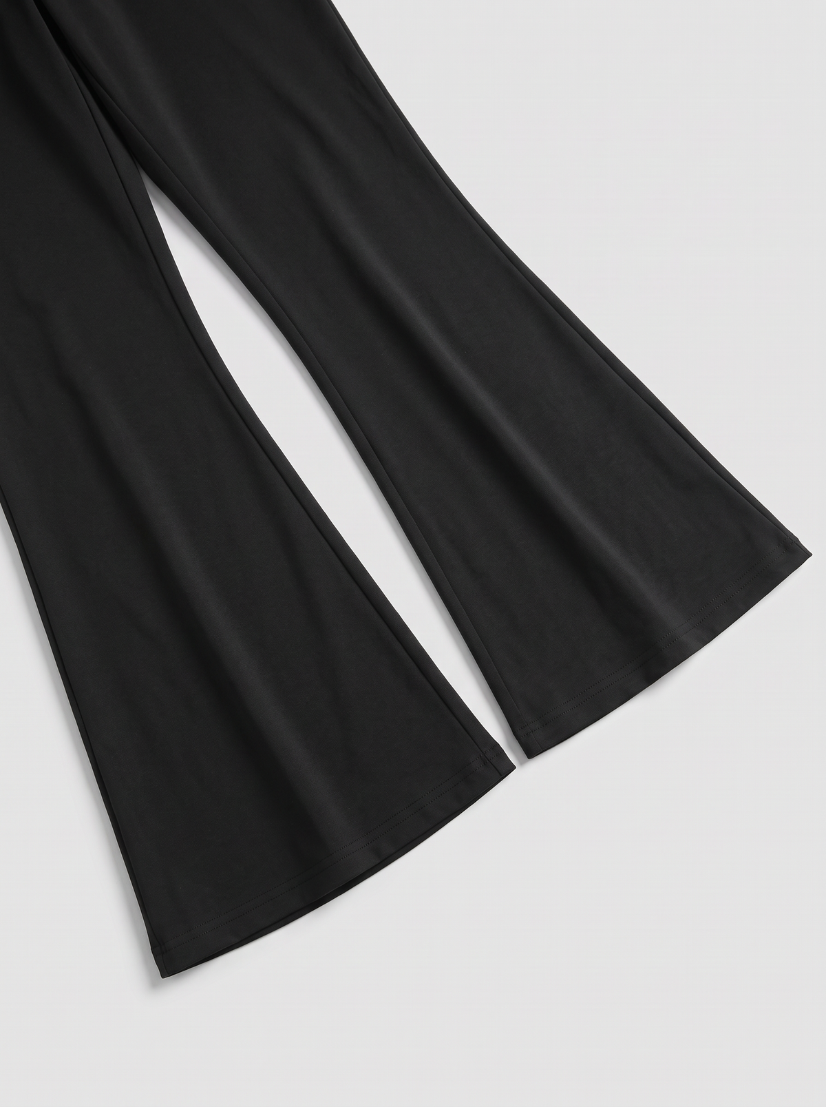 Co-ed Dorm Flared Fold-over Waistband Pants - Black