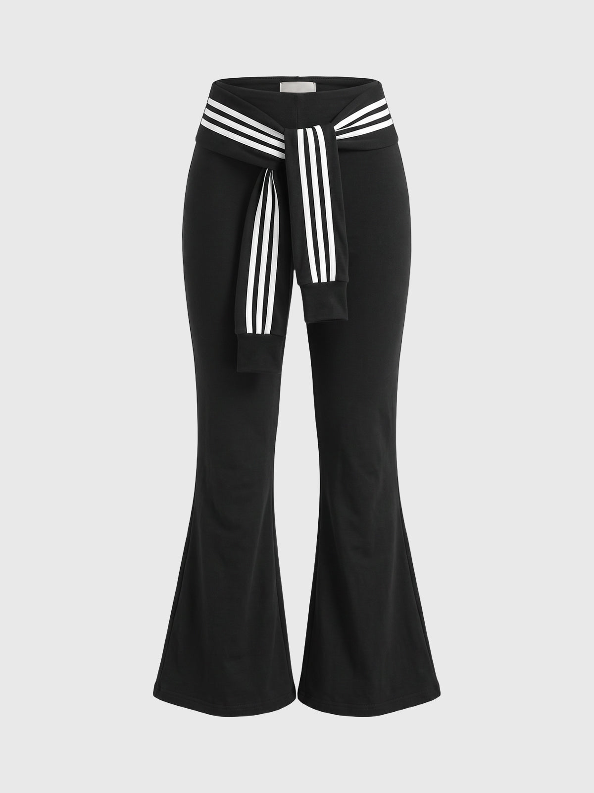 Co-ed Dorm Flared Fold-over Waistband Pants - Black