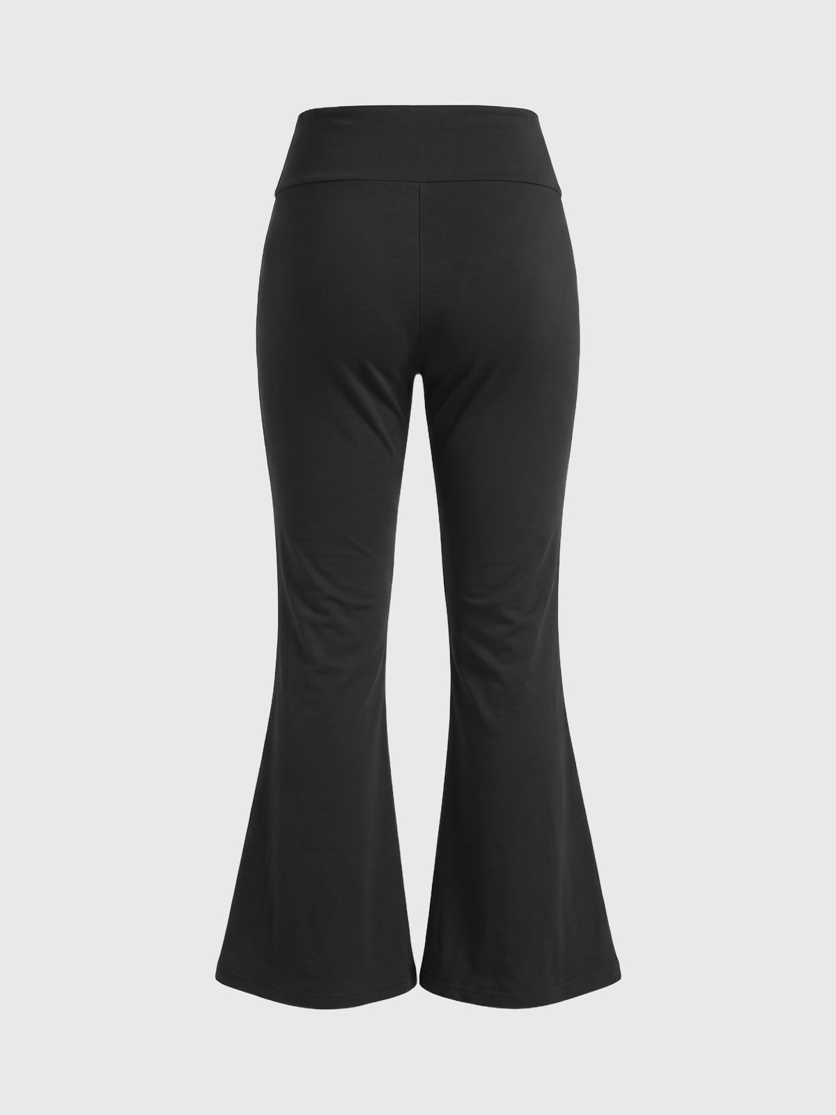 Co-ed Dorm Flared Fold-over Waistband Pants - Black
