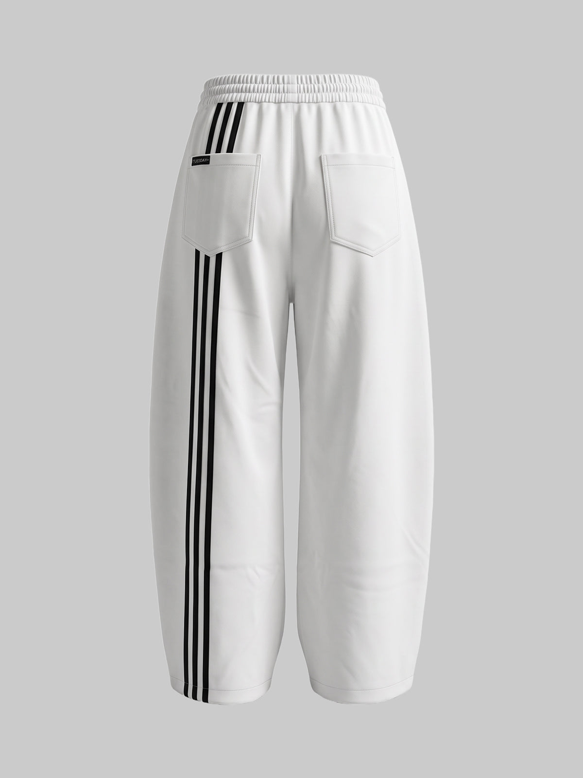Co-ed Dorm Wide-leg Side-Stripe Track Pants - White