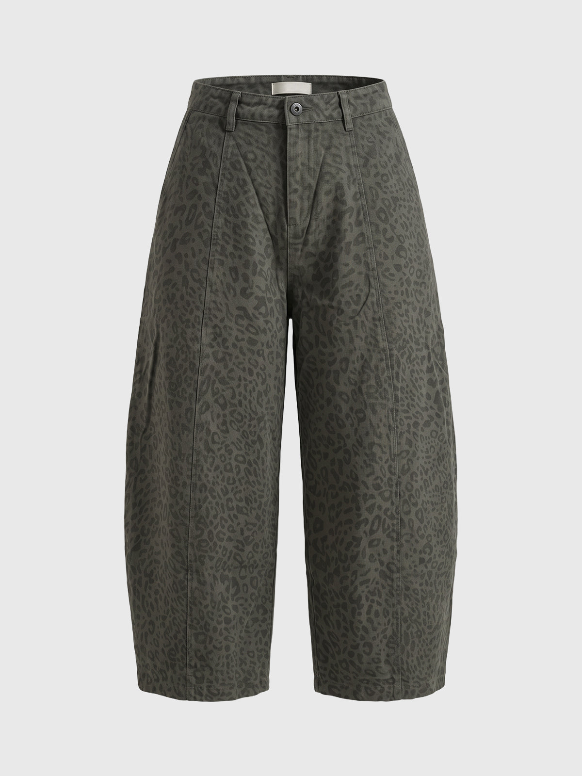 Co-ed Dorm Wide-leg Textured Barrel Pants - Green