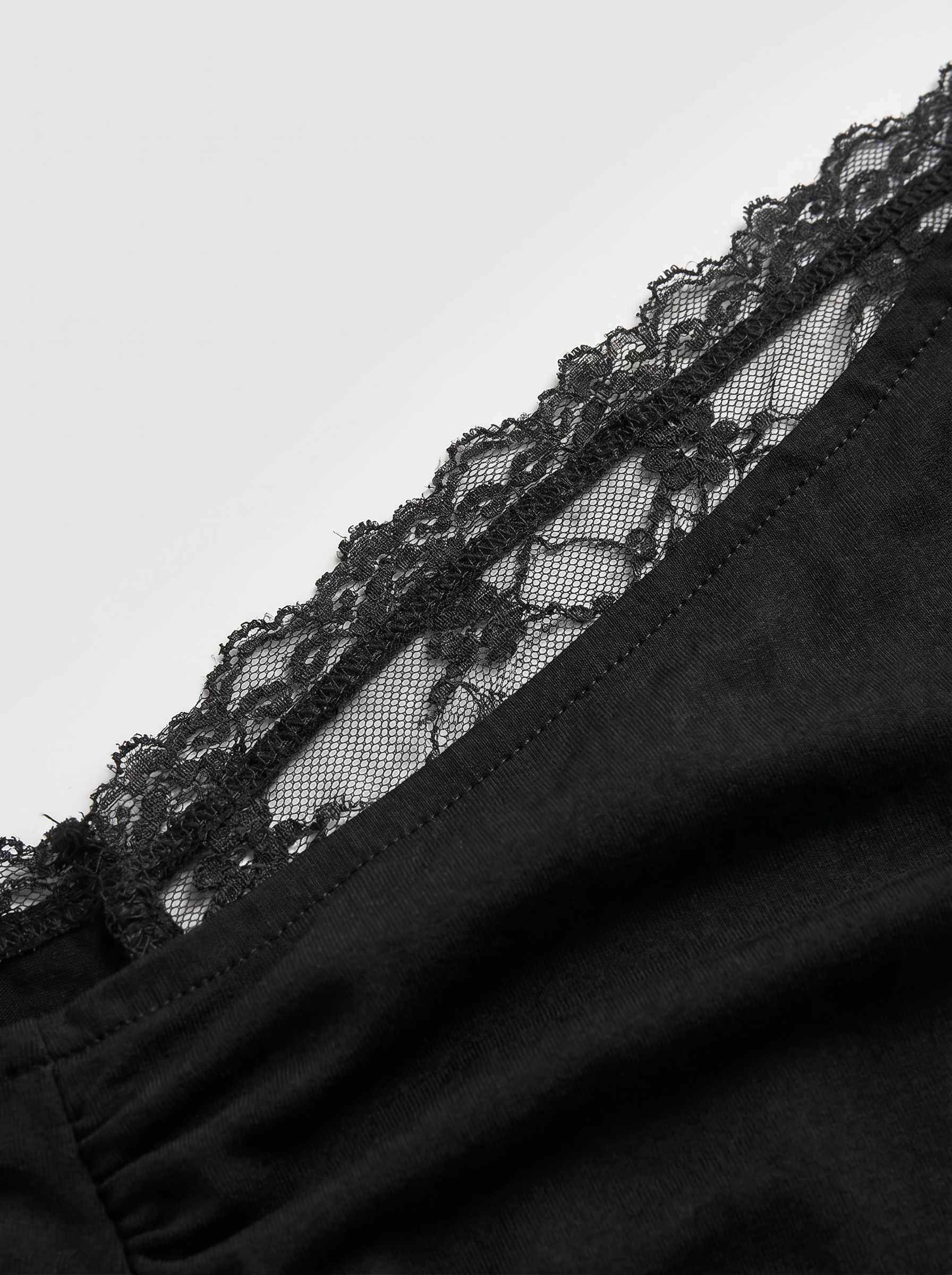 Dolled Office Layered-look Lace Trim Asymmetric Top - Black