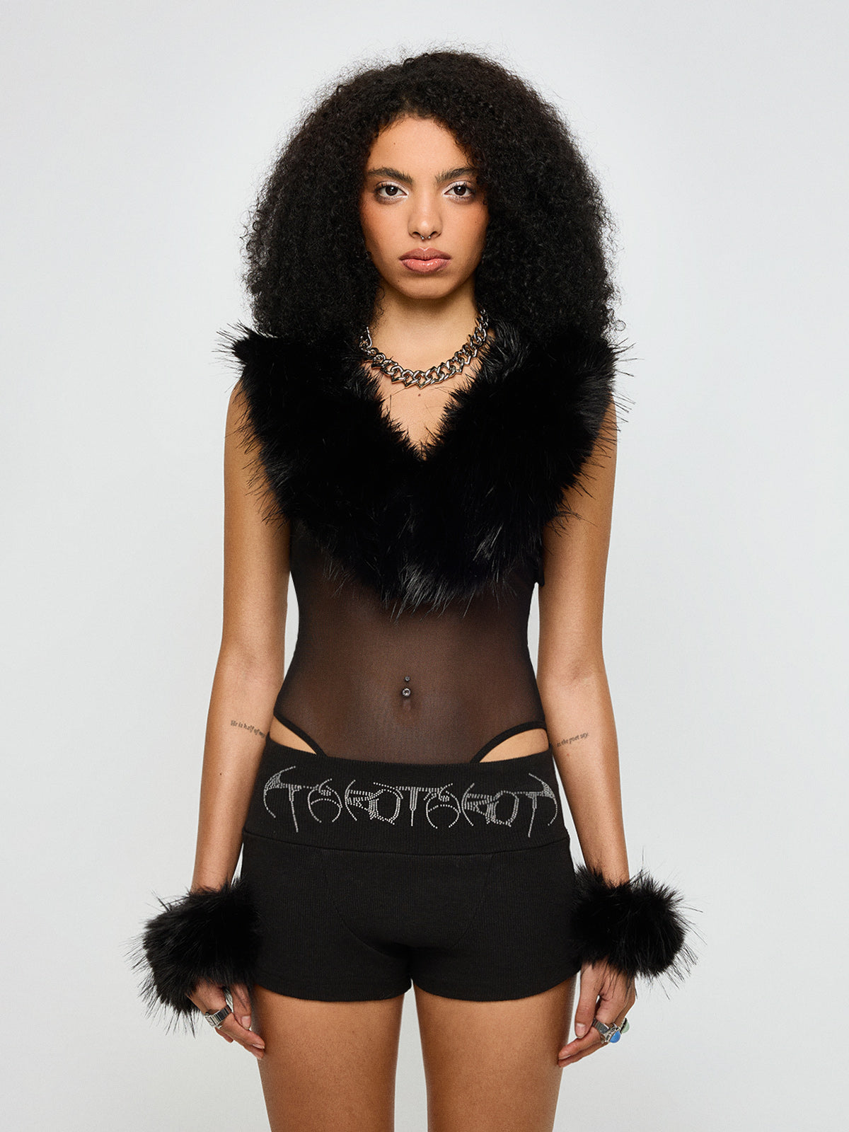 Not That Cold Panelled Bodysuit – Black