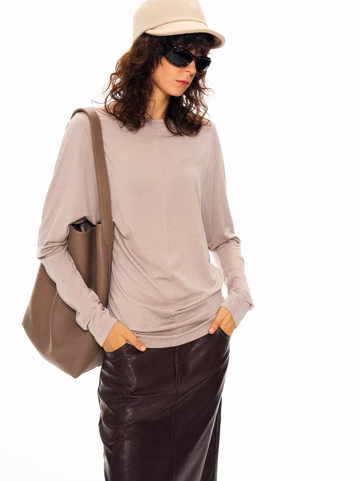 Brick Lane Relaxed Boat Neck Knit Sweater - Light Pink