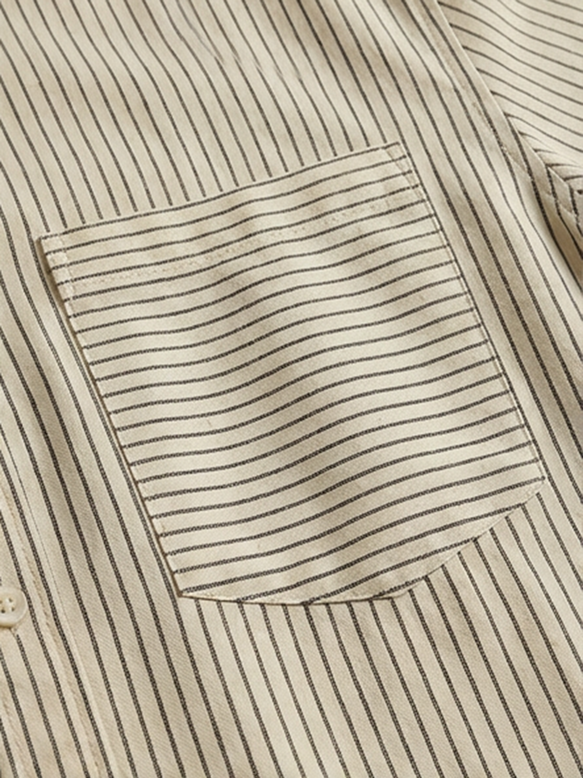 Co-ed Dorm Baggy Stripe Short Sleeve Shirt - Khaki