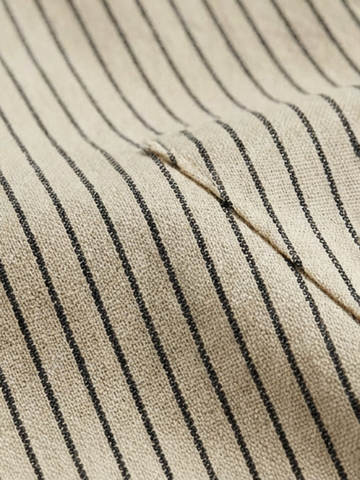 Co-ed Dorm Baggy Stripe Short Sleeve Shirt - Khaki