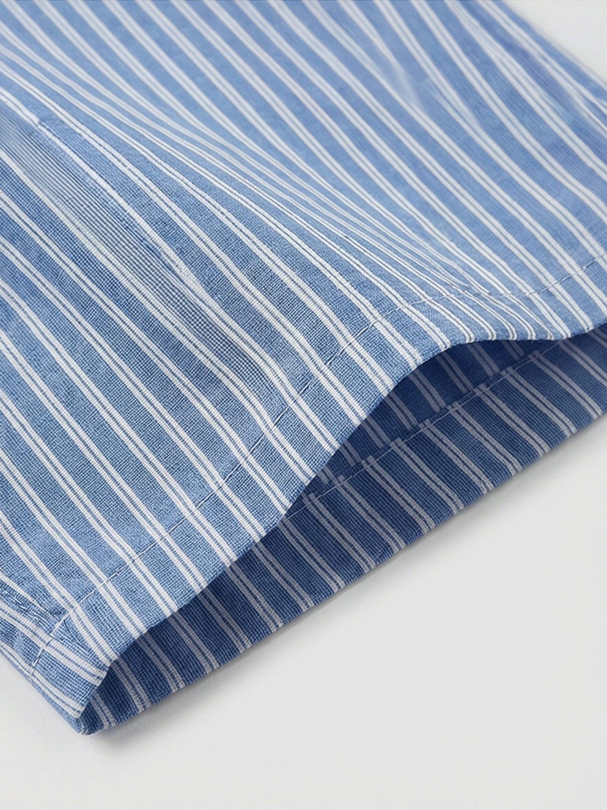 Co-ed Dorm Striped Contrast Baggy Shirt - Blue