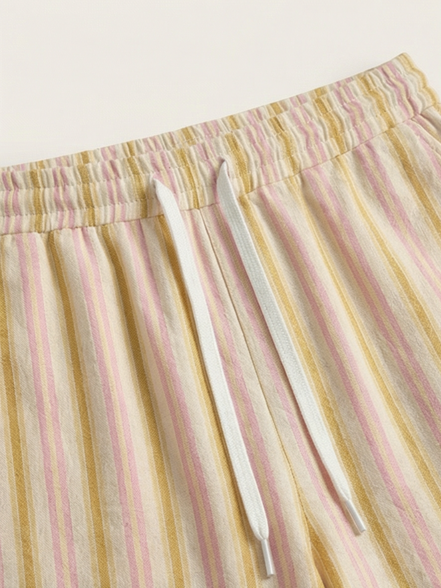 Dolled Office Wide-leg Stripe Relaxed Pants - Yellow
