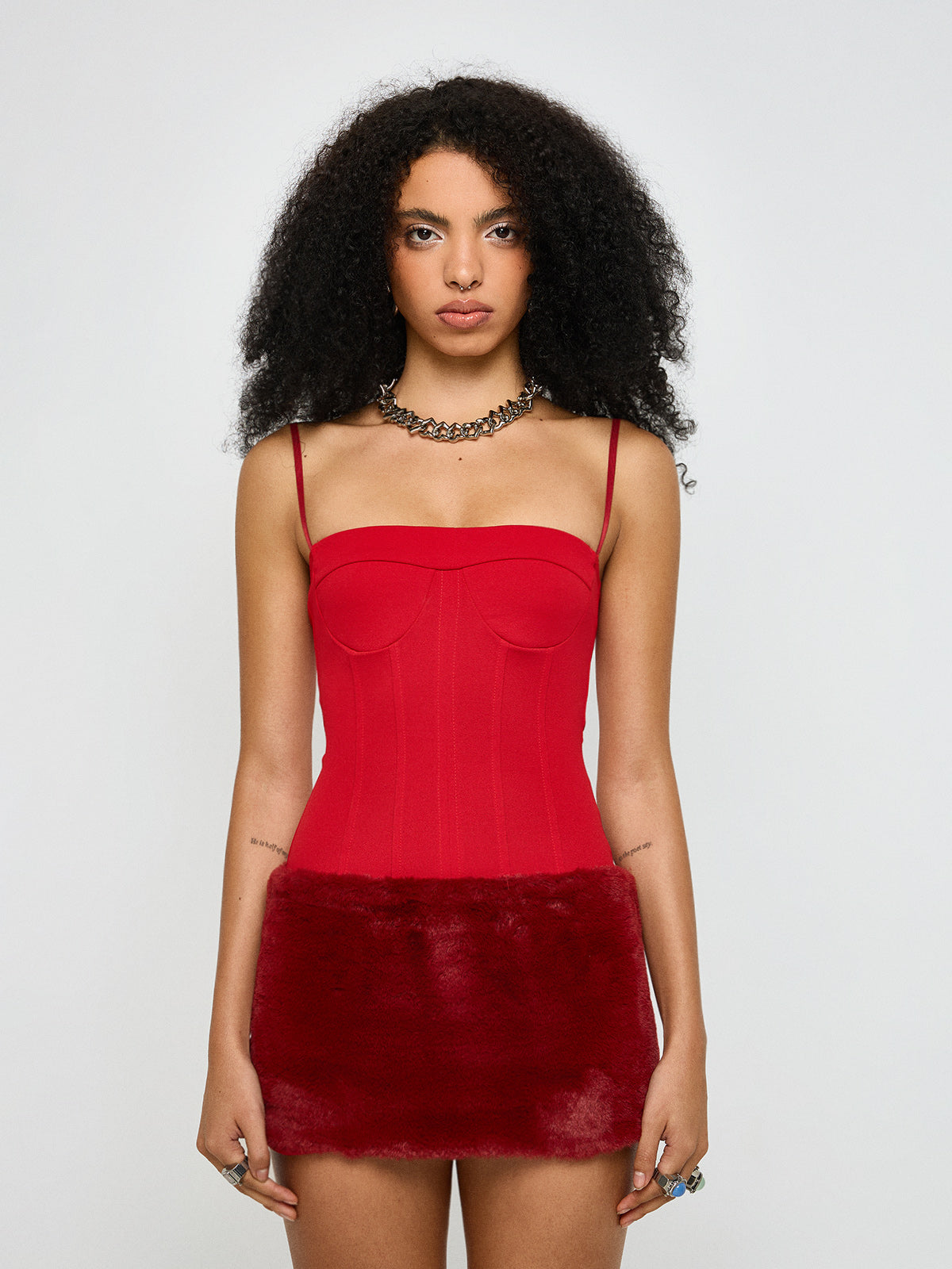 Unsaid Things Panelled Dress – Deep Red