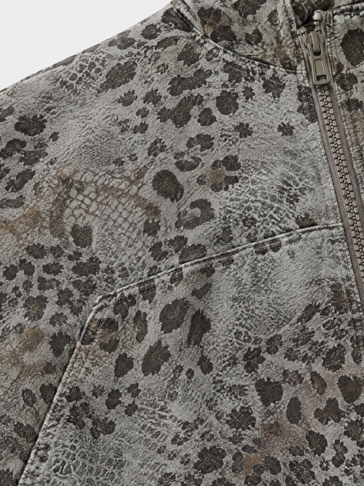 Weekday Outdoor Baggy Camouflage Zip Hoodie - Grey