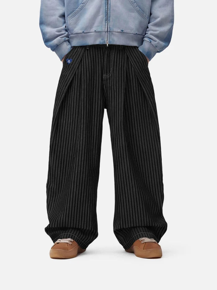 Co-ed Dorm Wide-leg Drawstring Parachute Maxi Pants - Black