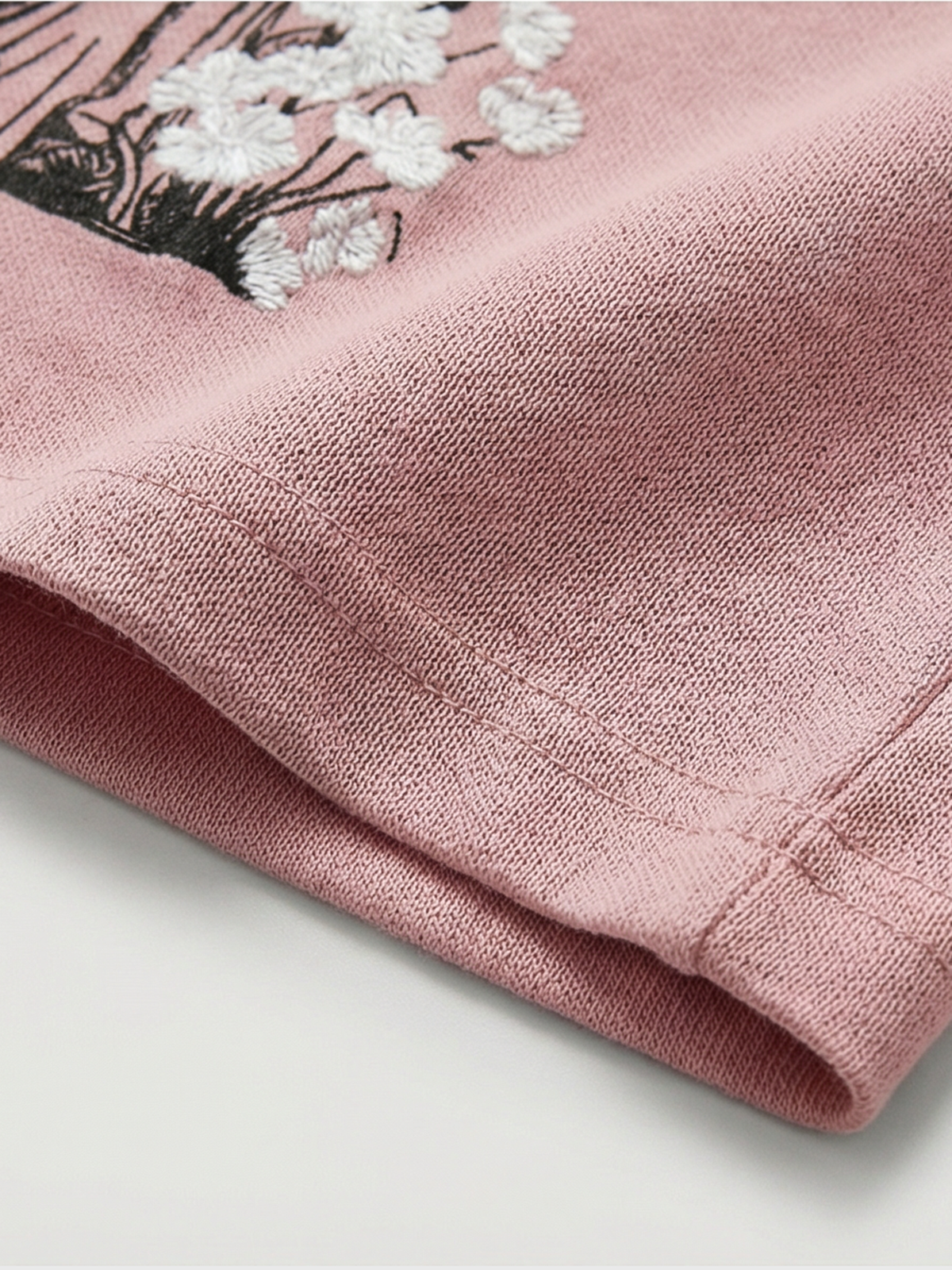 Embroidered Graphic Tee - Rose Pink