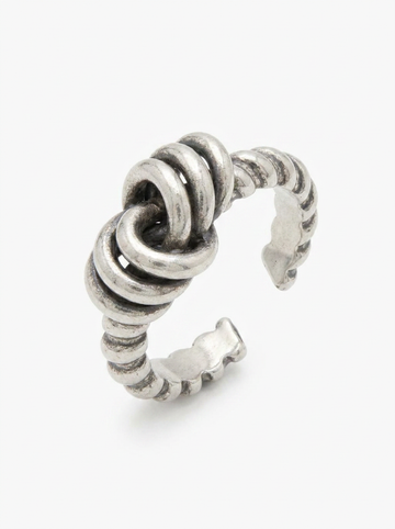 Brick Lane Punk Vintage Knotted Statement Ring - Silver