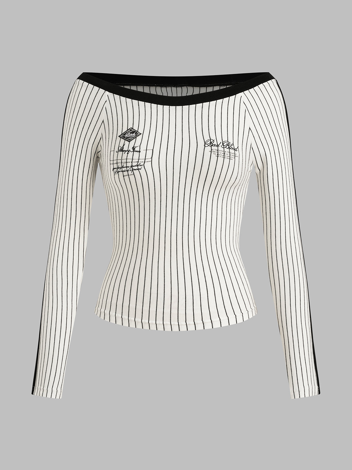 Curveball Sleeve Top – White Stripe