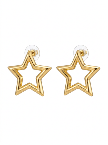 Brick Lane Y2K Cut-out Star Stud Earrings - Gold