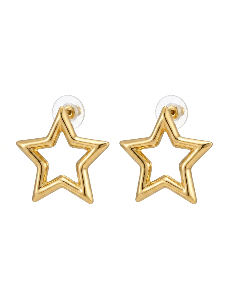Brick Lane Y2K Cut-out Star Stud Earrings - Gold