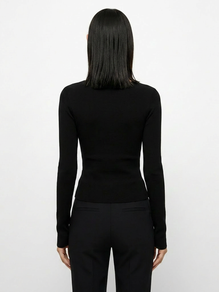 Brick Lane Asymmetric Cut Out One Shoulder Long Sleeve - Black