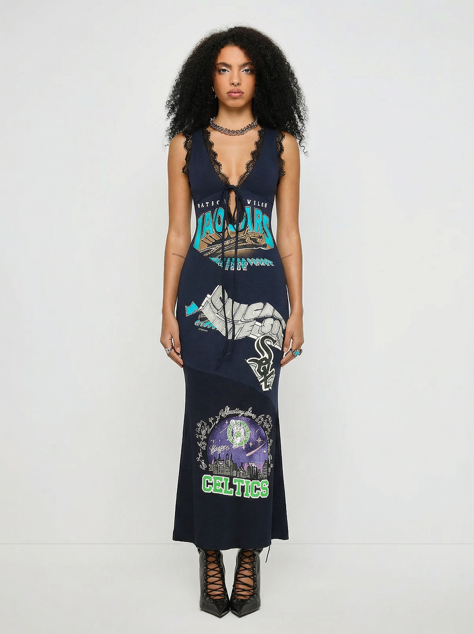Thrifted Poet Maxi Dress - Midnight Shift
