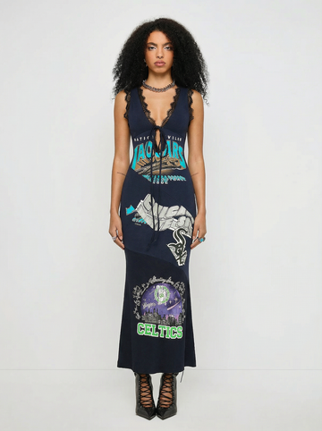 Thrifted Poet Maxi Dress - Midnight Shift