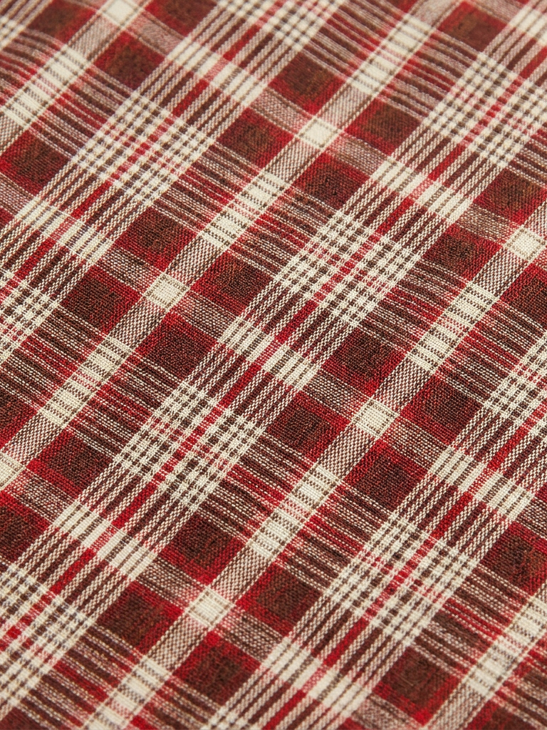 Co-ed Dorm Baggy Check Plaid Zip-up Shirt - Red/Brown