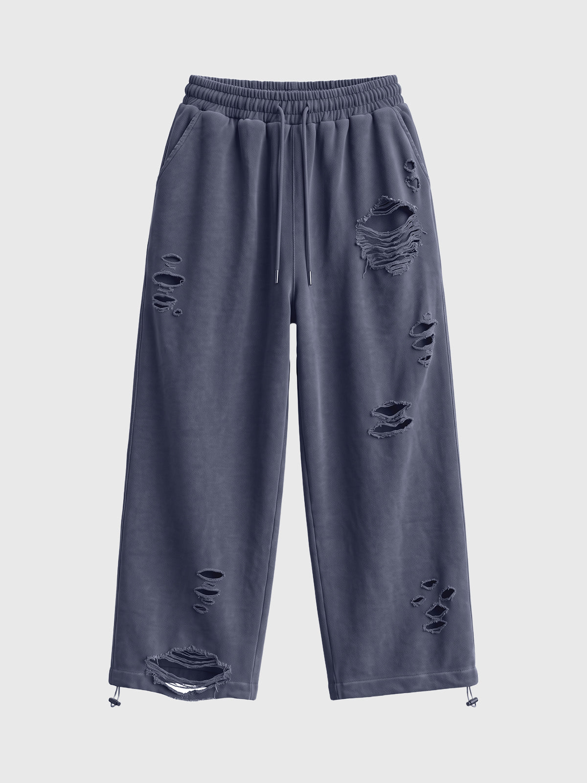 Co-ed Dorm Wide-leg Distressed Washed Pants - Blue