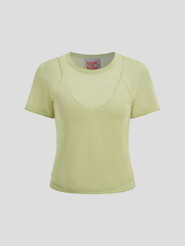 Soft Cue Knit Tee – Dusty Lemon