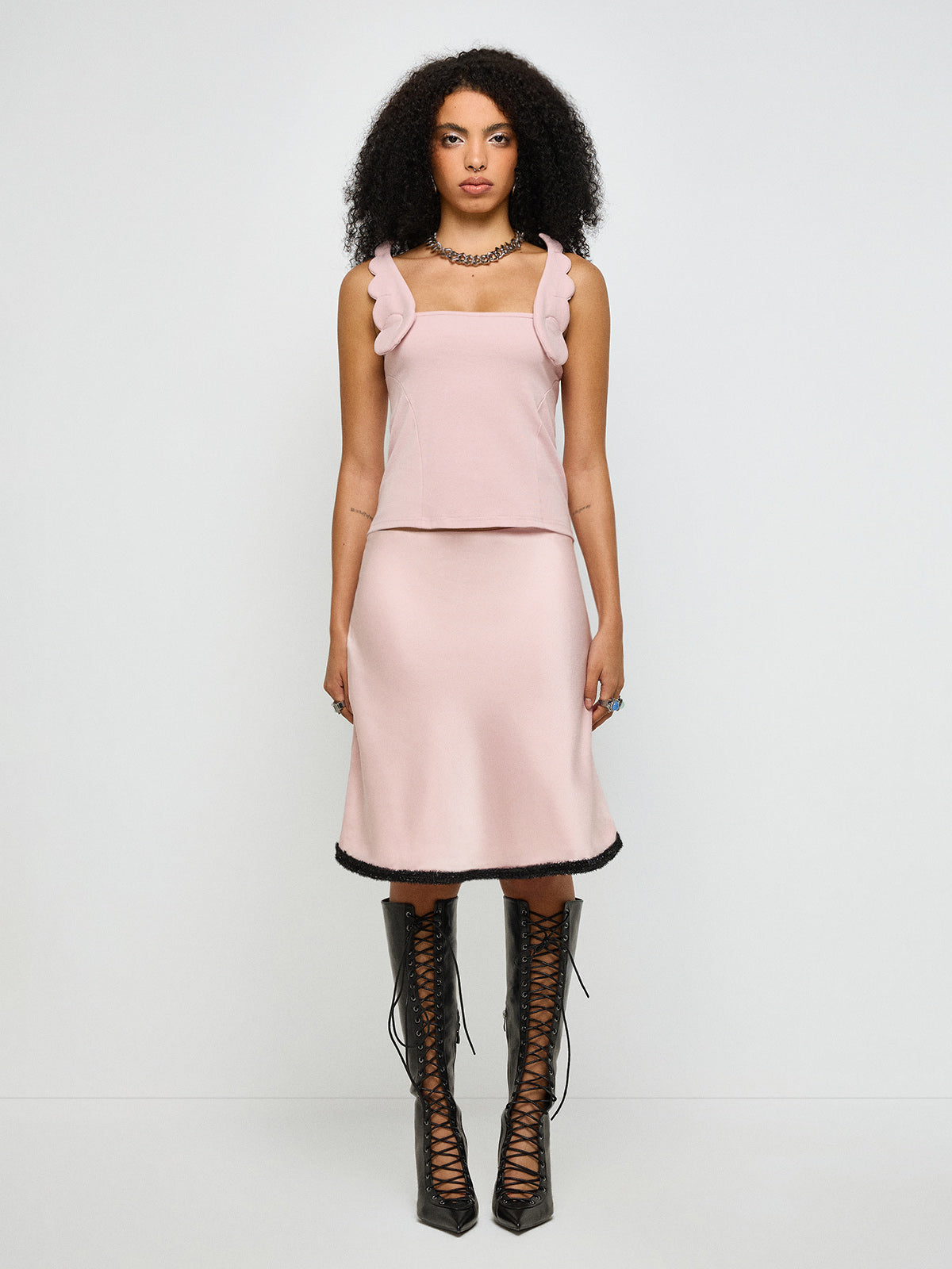 Almost Angel Satin Skirt – Blush Pink