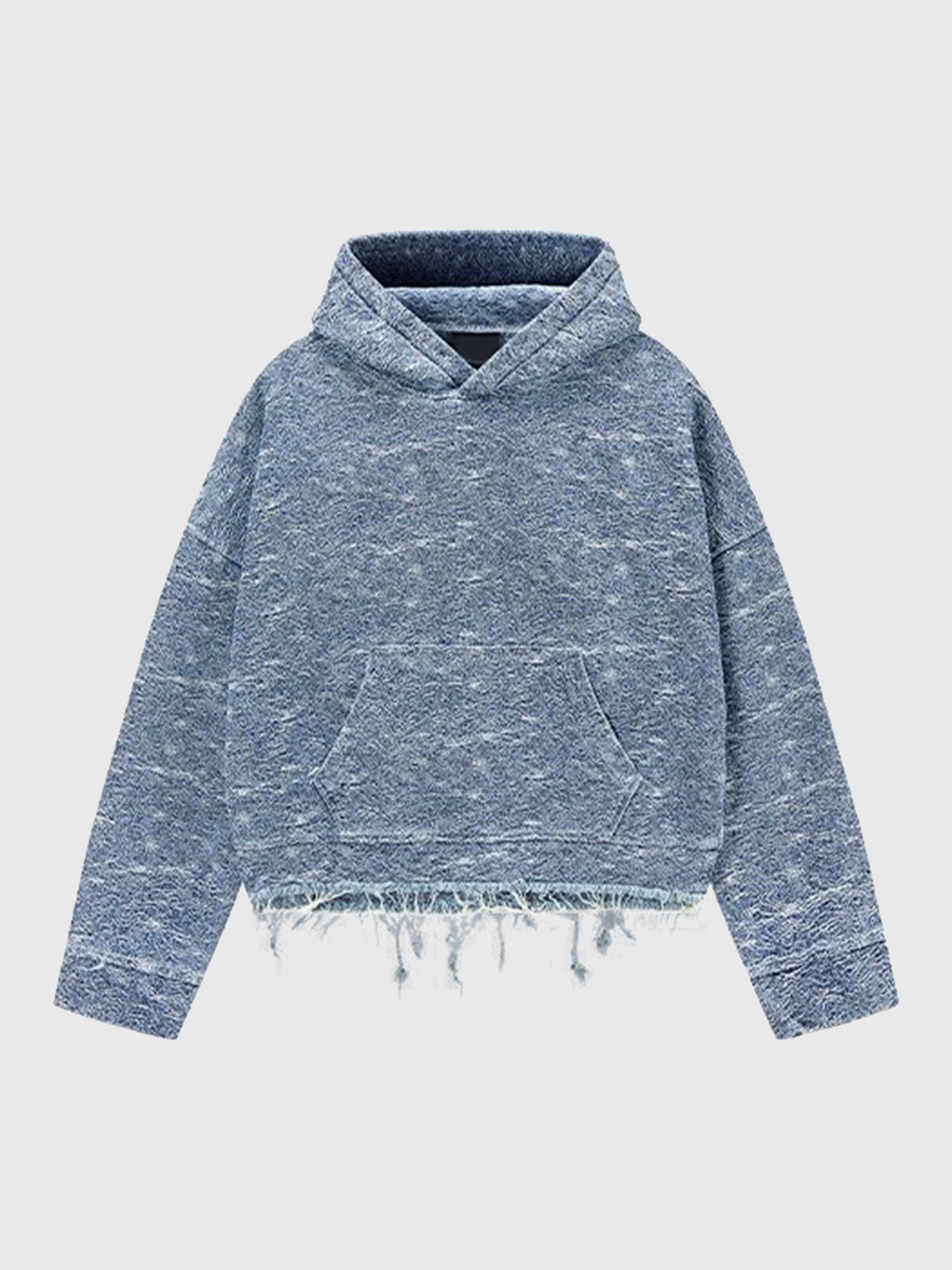 Co-ed Dorm Baggy Washed Knit Hoodie - Blue