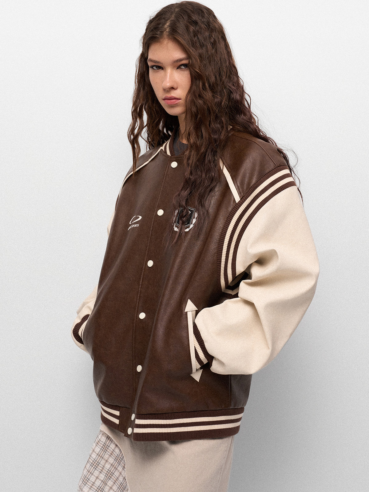 Backstage Echo Varsity Jacket - Cocoa Cream