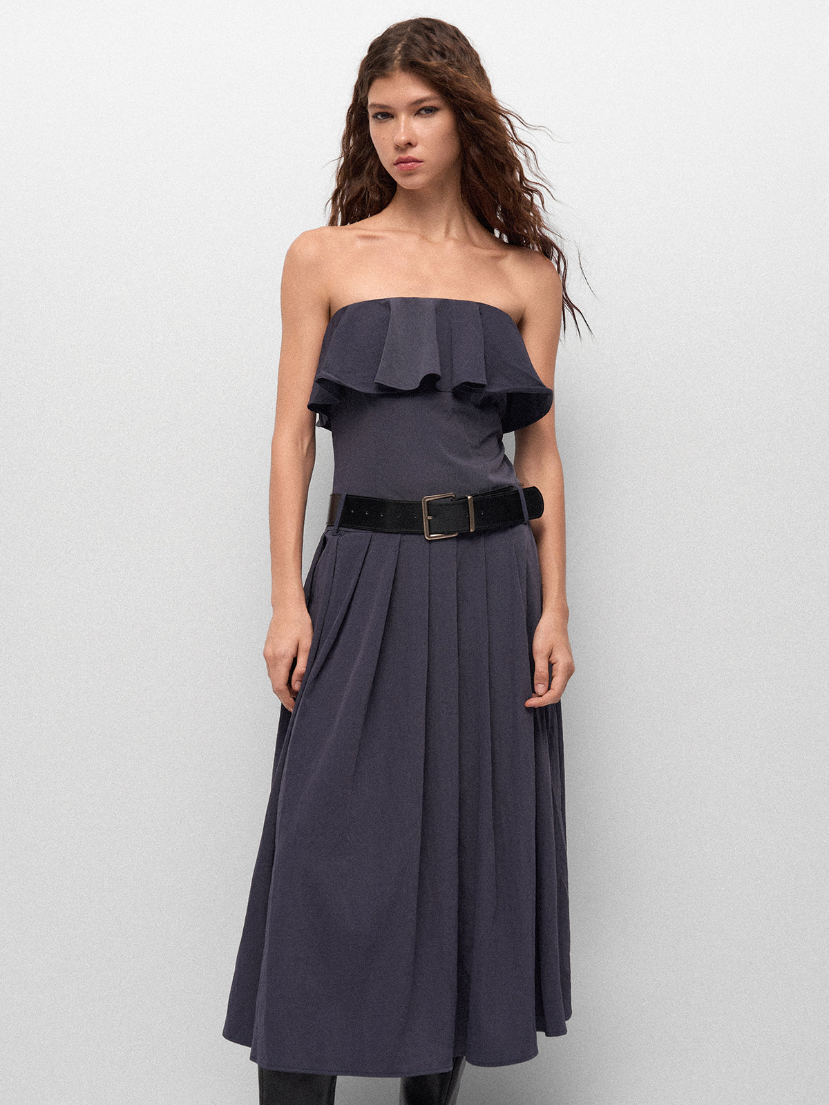 Cloudskip Ruffle Dress – Midnight Spin