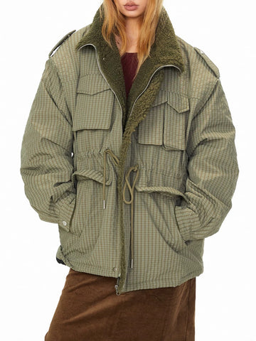 Co-ed Dorm Baggy Utility Field Jacket - Green
