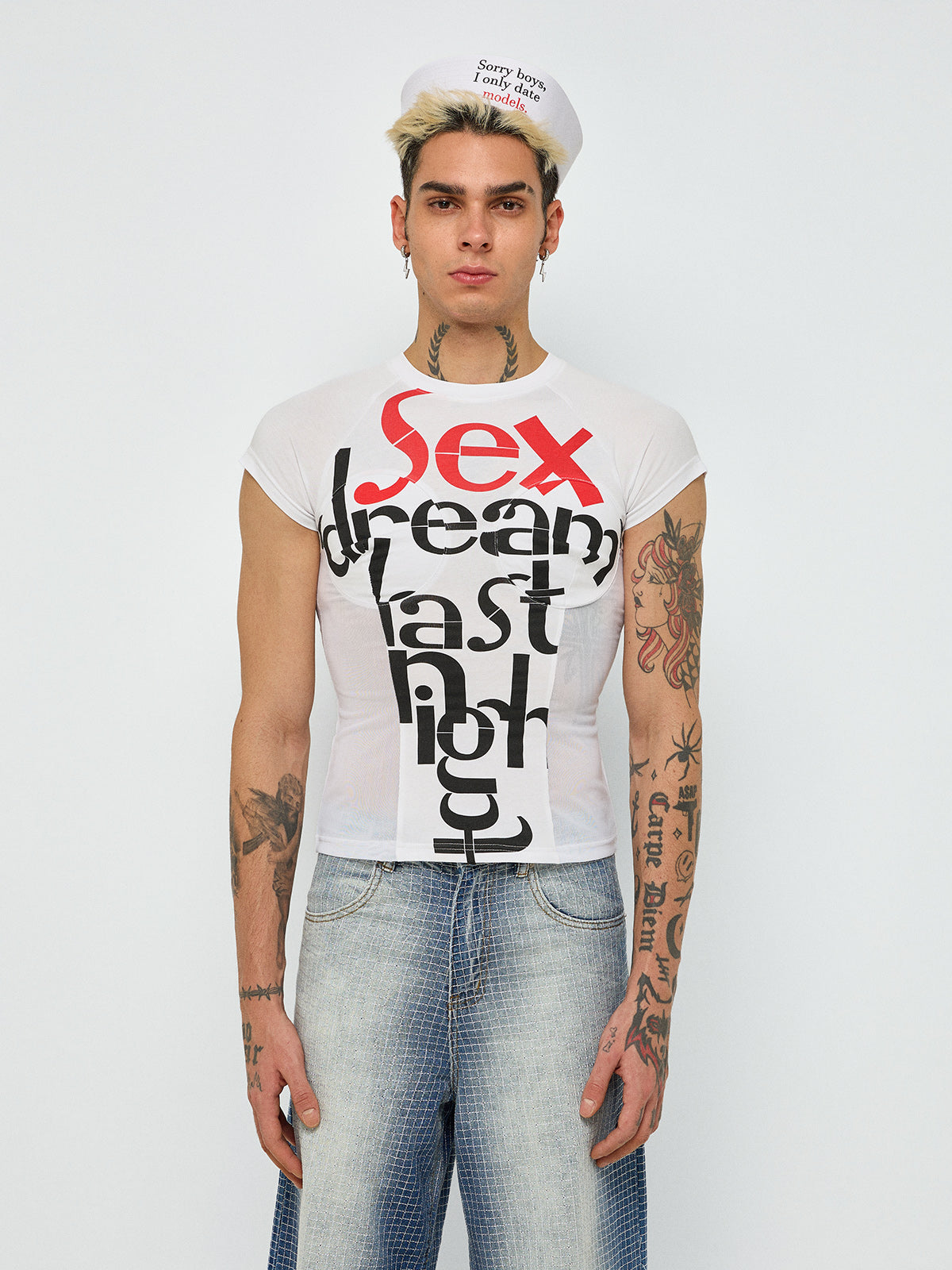 No Refund Looks Mesh Tee – Chalk White