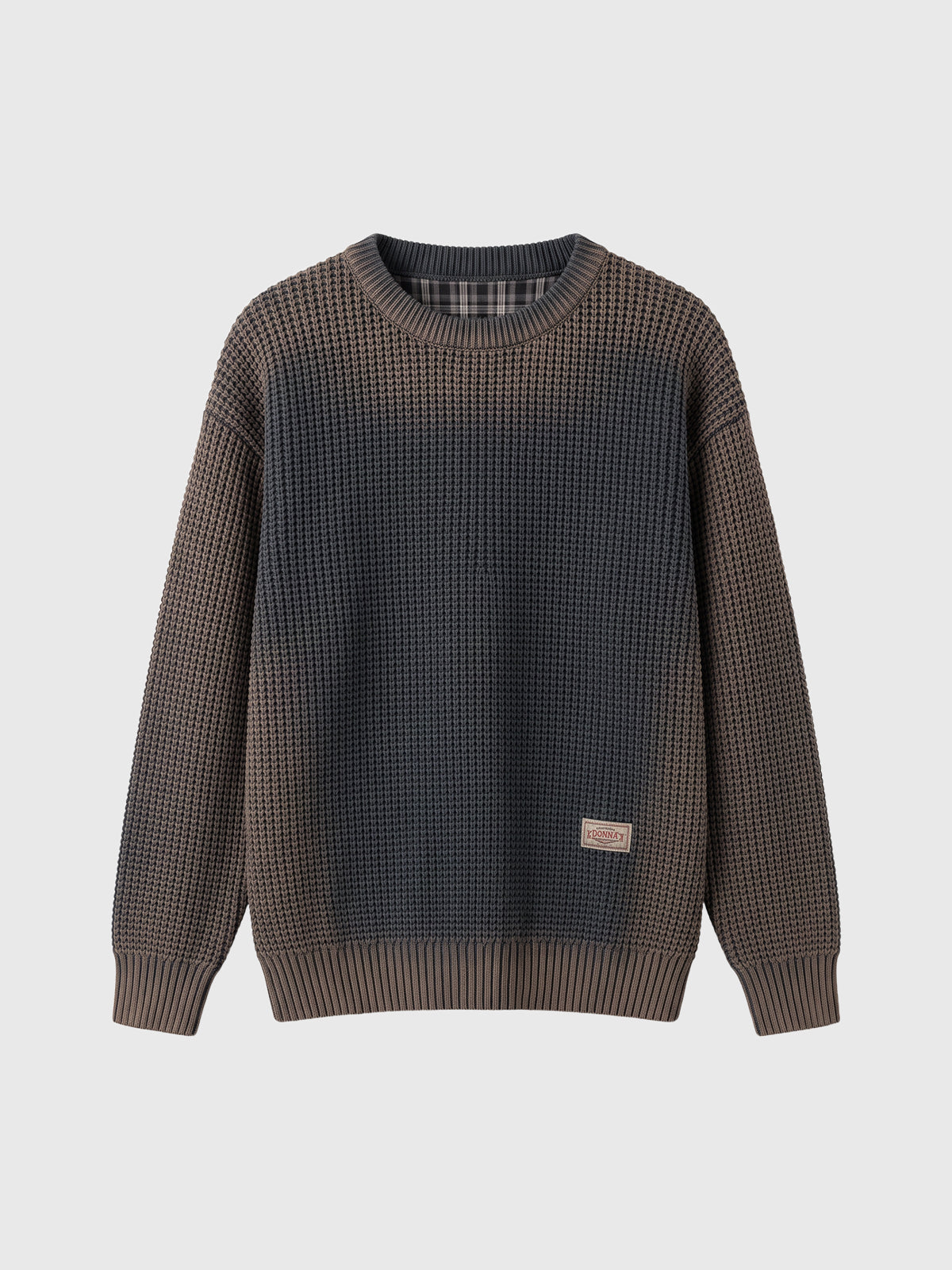 Co-ed Dorm Baggy Tie-Dye Knit Crewneck Sweatshirt - Brown