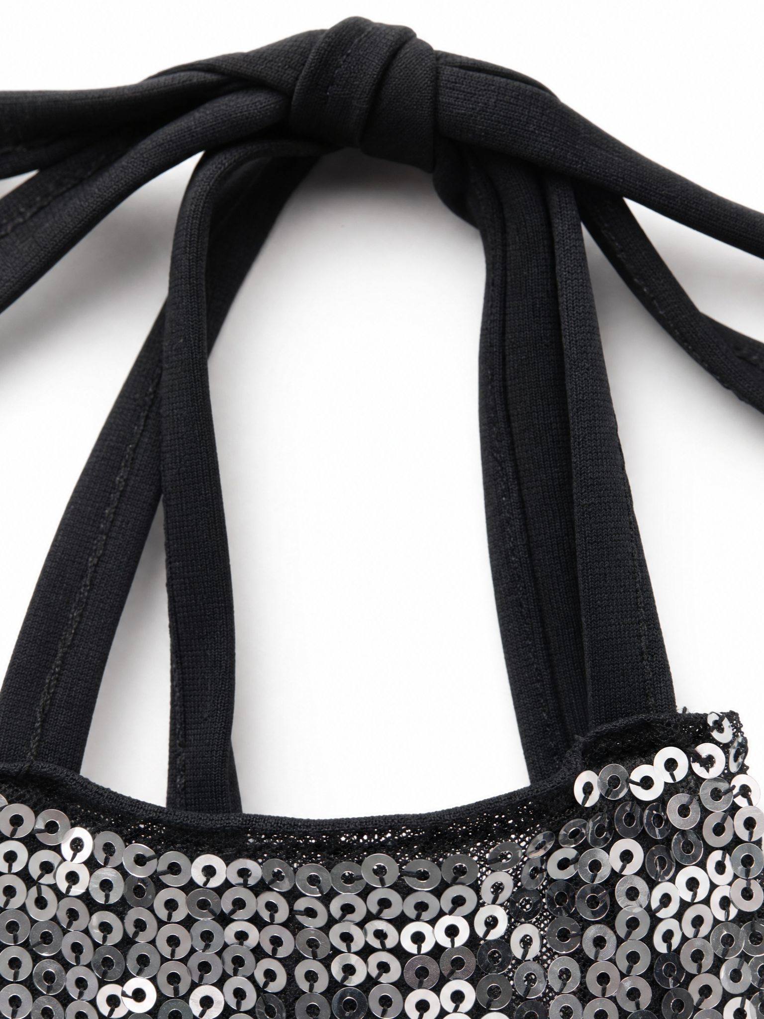 Brick Lane Halter Sequin Top - Black