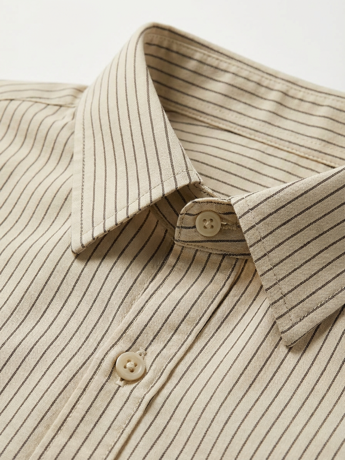 Co-ed Dorm Baggy Stripe Short Sleeve Shirt - Khaki