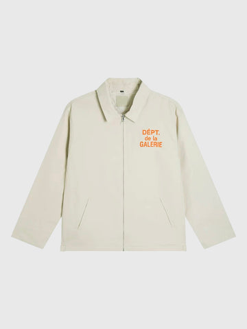 Co-ed Dorm  Baggy Graphic Polo Jacket - Beige
