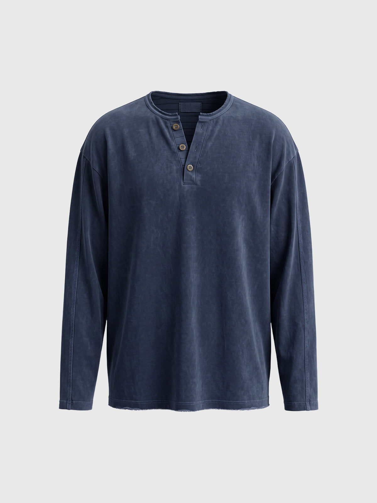 Co-ed Dorm Baggy Washed Split-Neck Sweatshirt - Blue