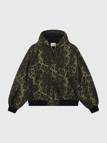 Co-ed Dorm Baggy Camouflage Zip-up Hoodie - Brown