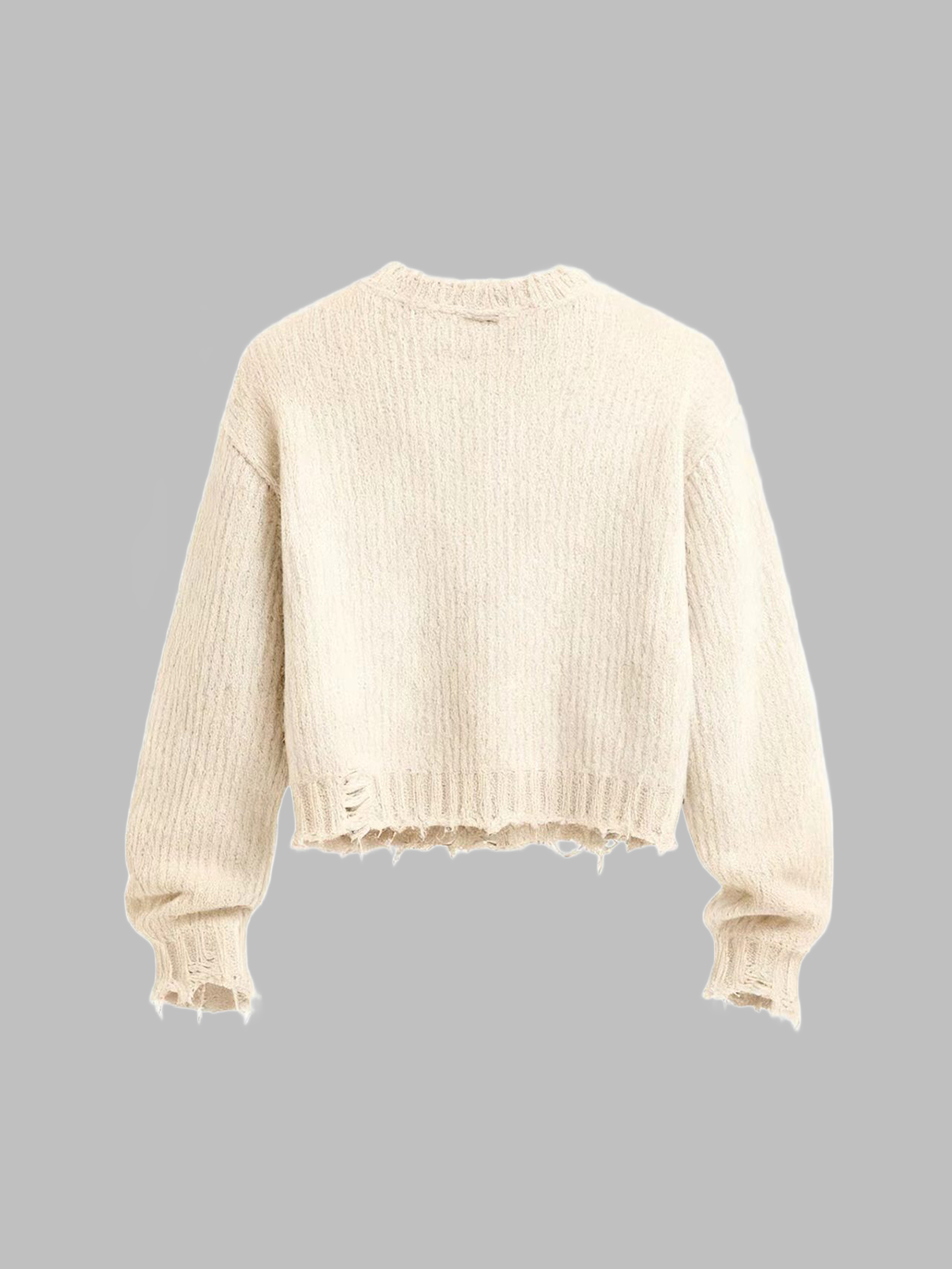 Brick Lane Graphic Print Crewneck Knit Sweater - Beige