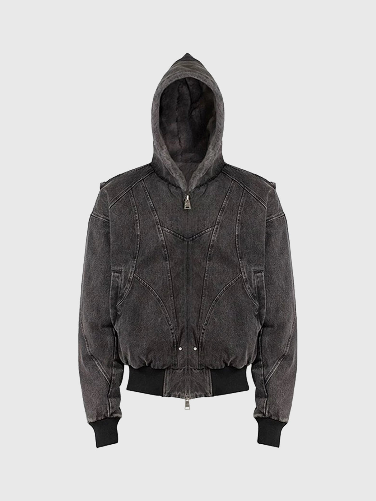 Co-ed Dorm Baggy Studded Zip-up Hoodie - Black