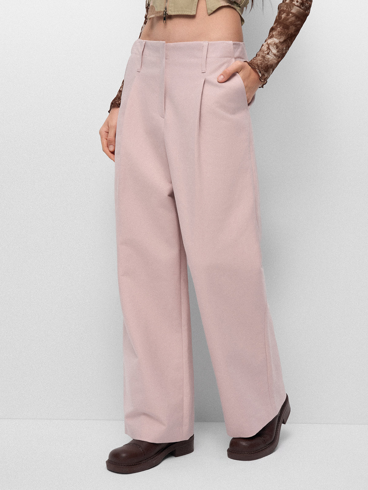 Agenda Fold Dress Pants – Rose Dust