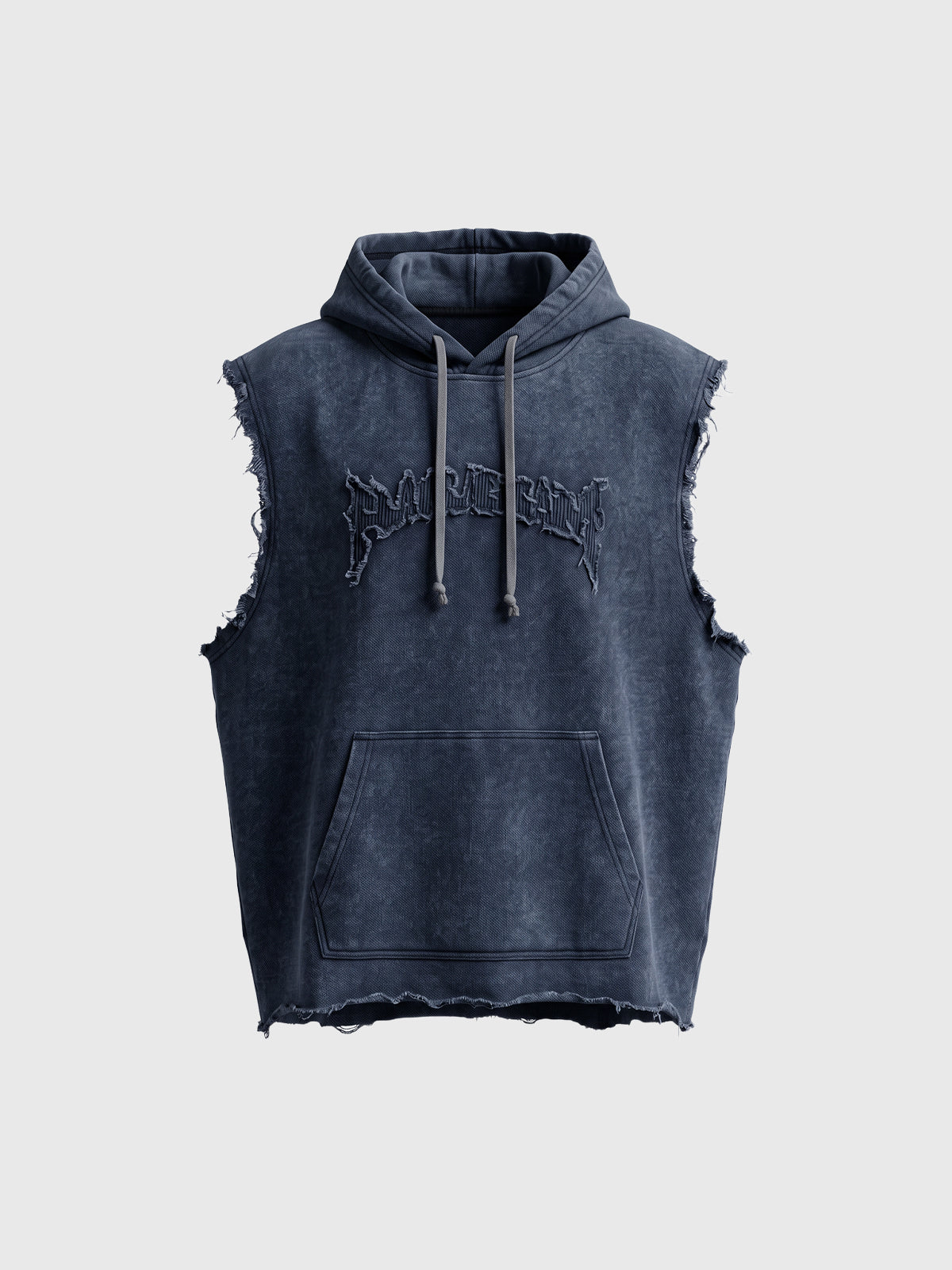 Co-ed Dorm Baggy Washed Hooded Tank Top - Blue
