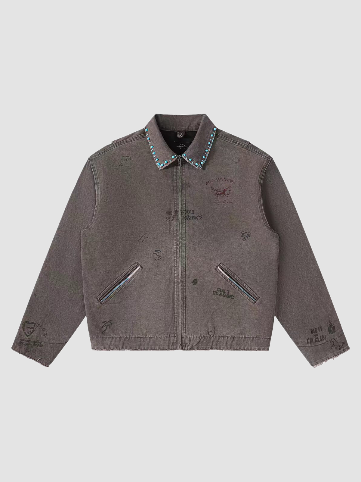 Brick Lane Washed Corduroy Button-Up Cropped Jacket - Charcoal