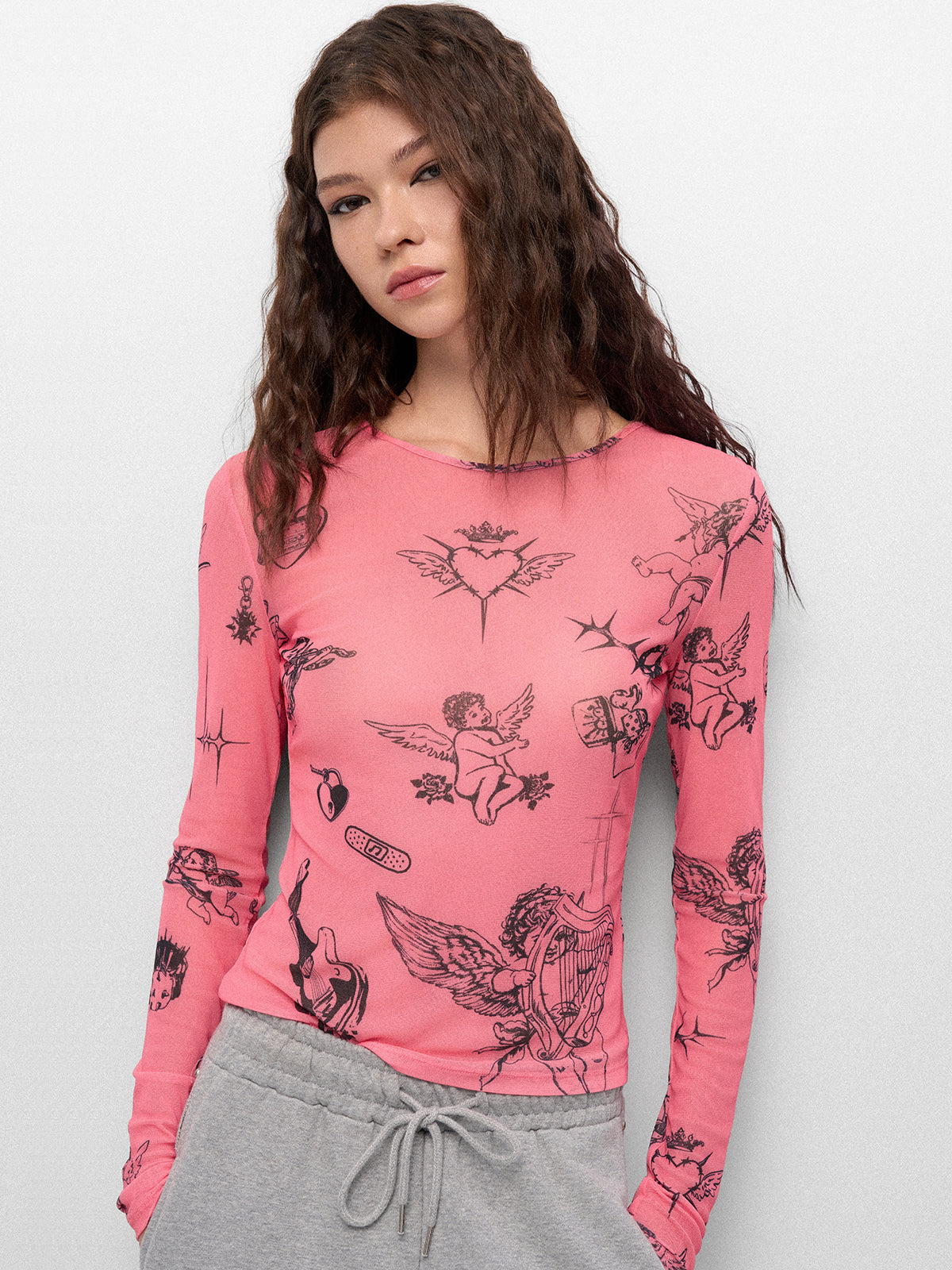 Angel Glowoff Mesh Top - Neon Blush