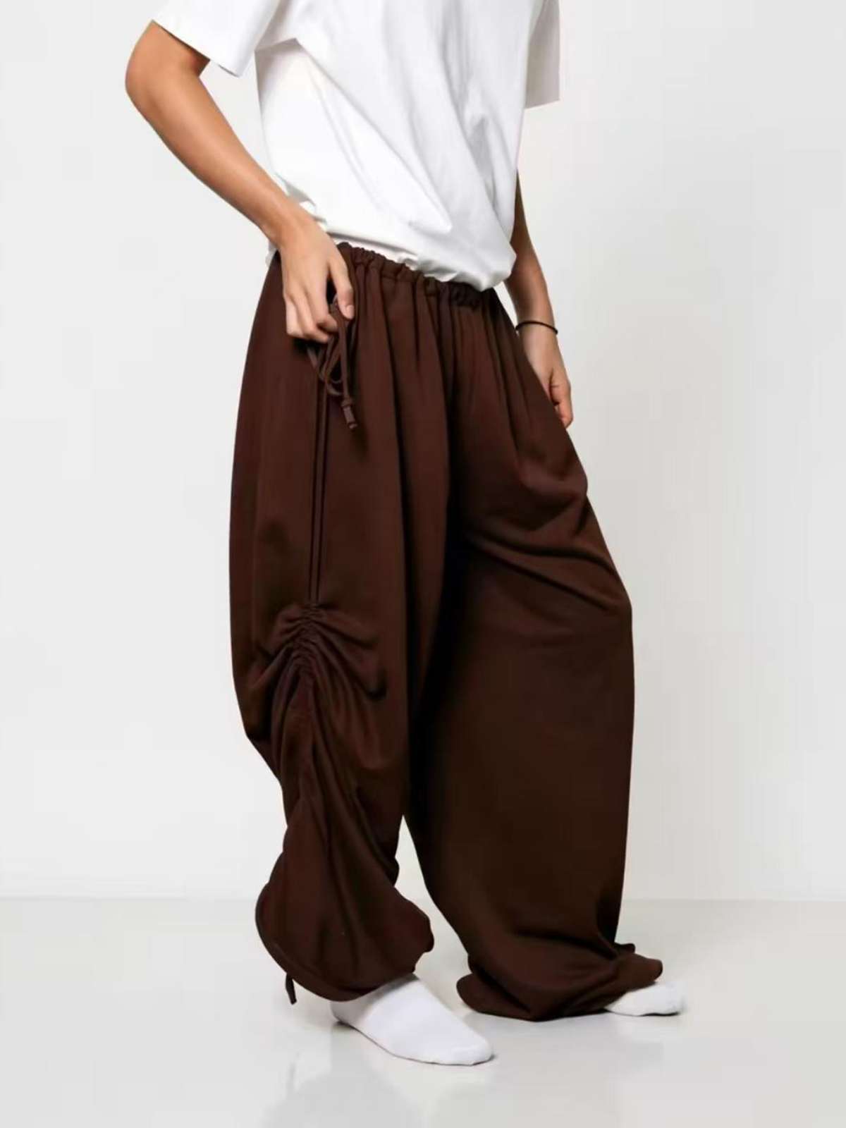 Weekday Outdoor Relaxed Wide-Leg Parachute Maxi Pants - Brown