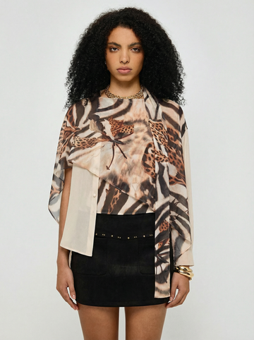 Lily Veil Organza Blouse - Leopard Print