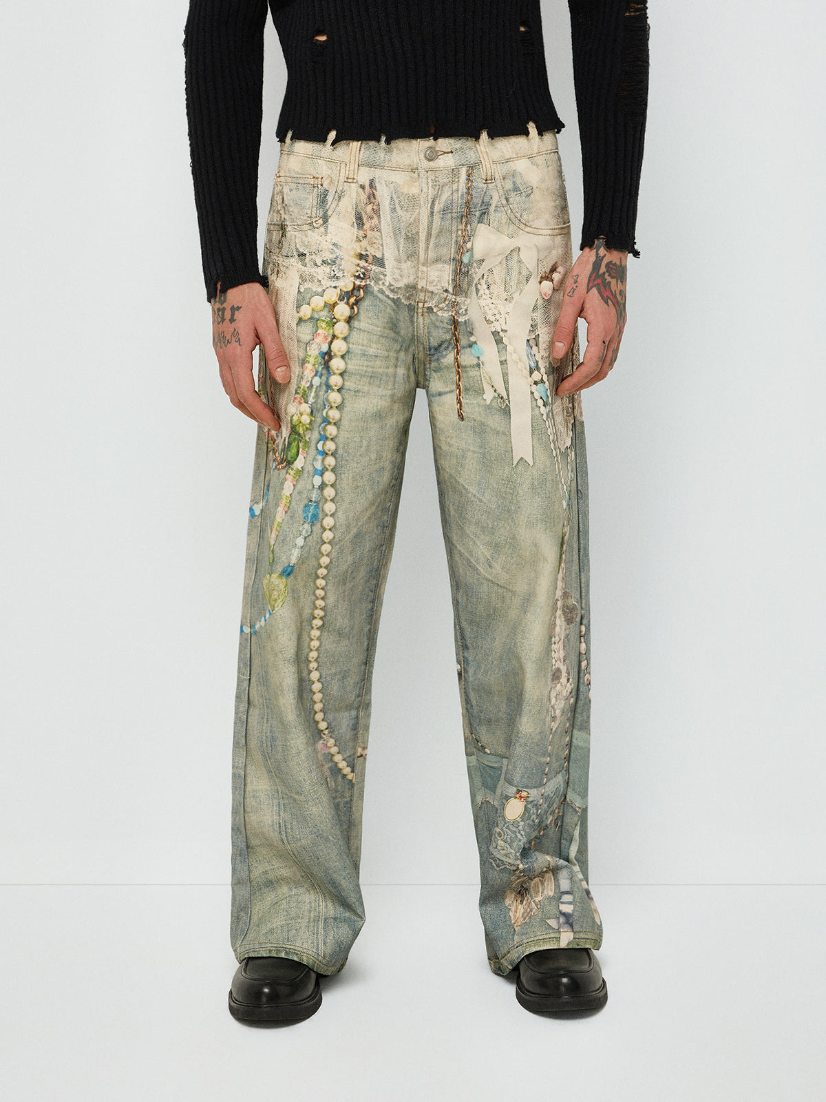 Velvet Riot Print Jeans – Washed Blue