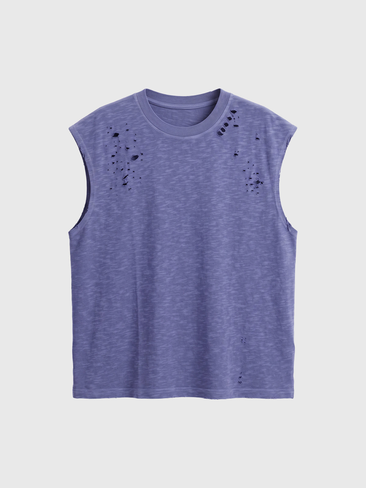Co-ed Dorm Baggy Distressed Knit Tank Top - Purple