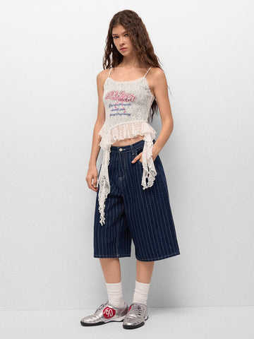 Line Leader Denim Shorts – Navy Stripe