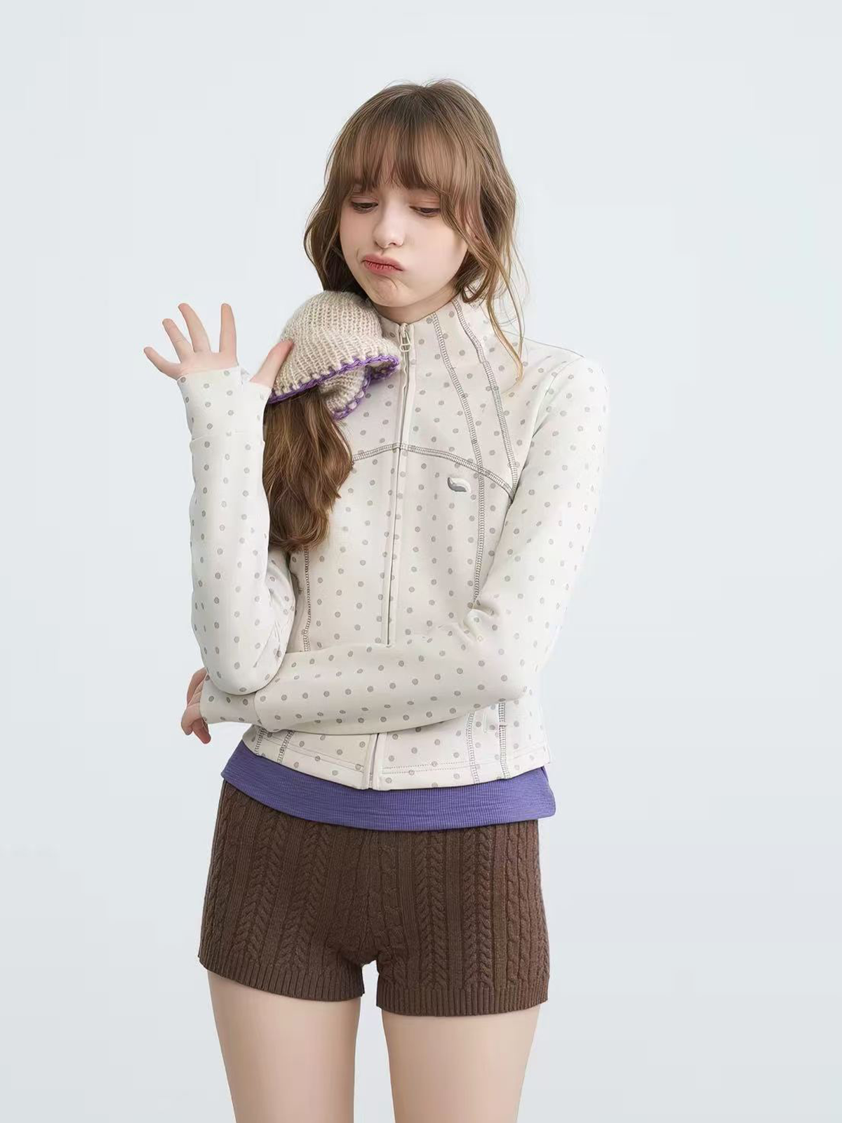 Brick Lane Turn-Down Collar Button Knit Cardigan - White